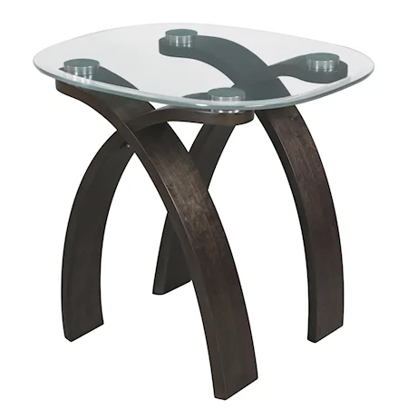 Contemporary Oval End Table with Glass Top